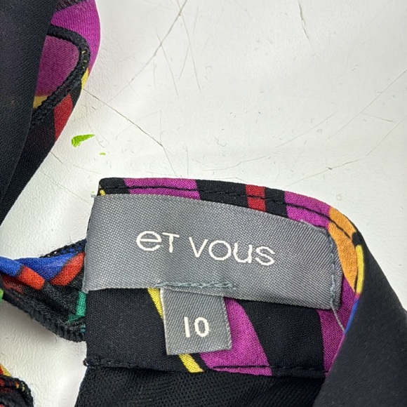 et vous Colourful Sleeveless Abstract Ruffled Women's Blouse Top - Picture 5 of 11